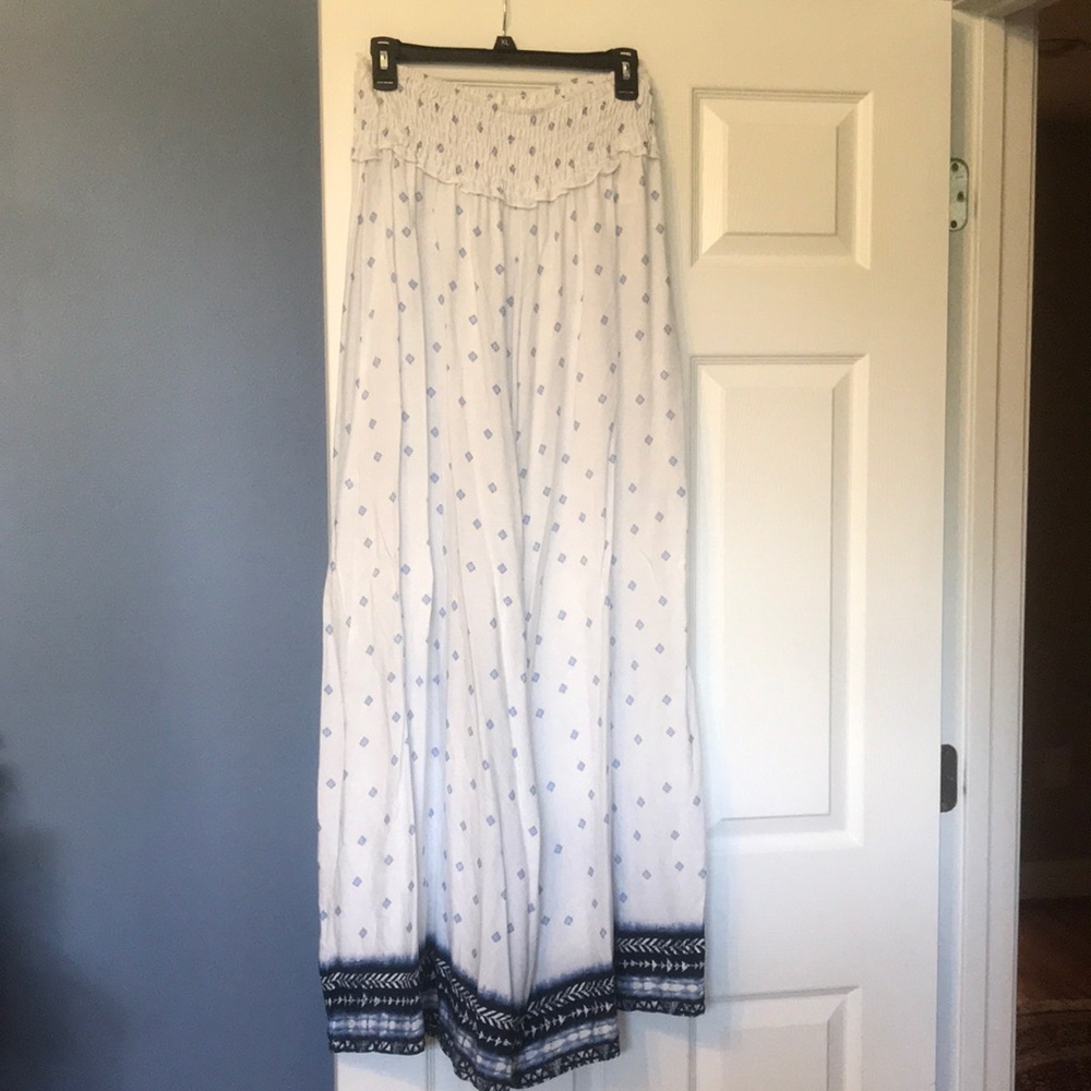 Blue and white palazzo pants